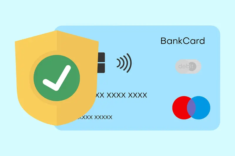 Illustration einer Bankkarte mit Schutzschild